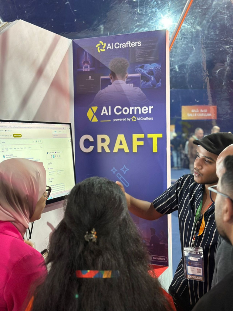 Accompagnement de participants dans la zone Craft d’un AI Corner